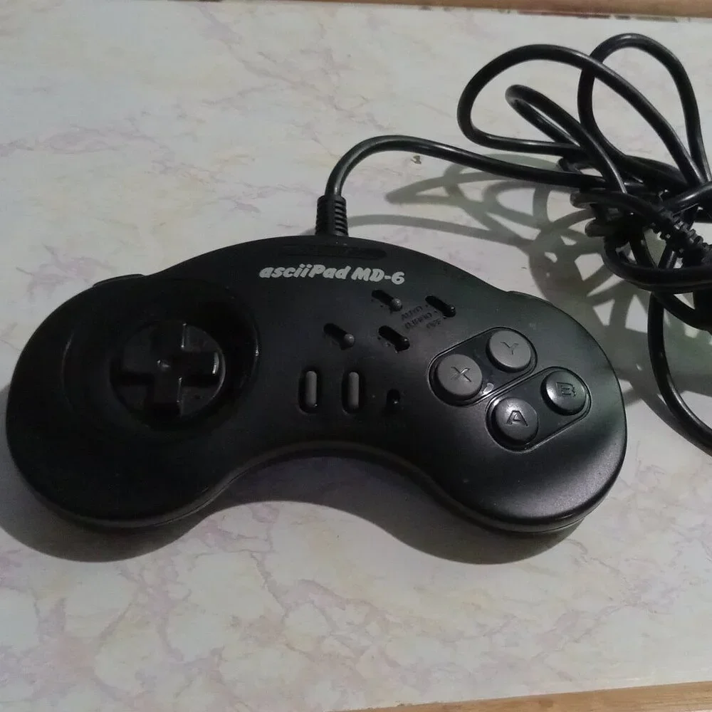 Sega Genesis Mega Drive Controller AsciiWare MD-6 Turbo + Shoulder Buttons